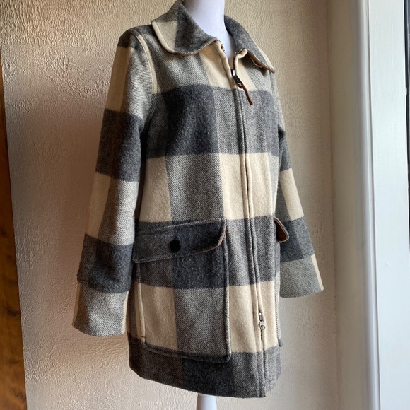 Woolrich Giant Buffalo Wool Coat in grey and ivory Size M - Picture 5 of 14